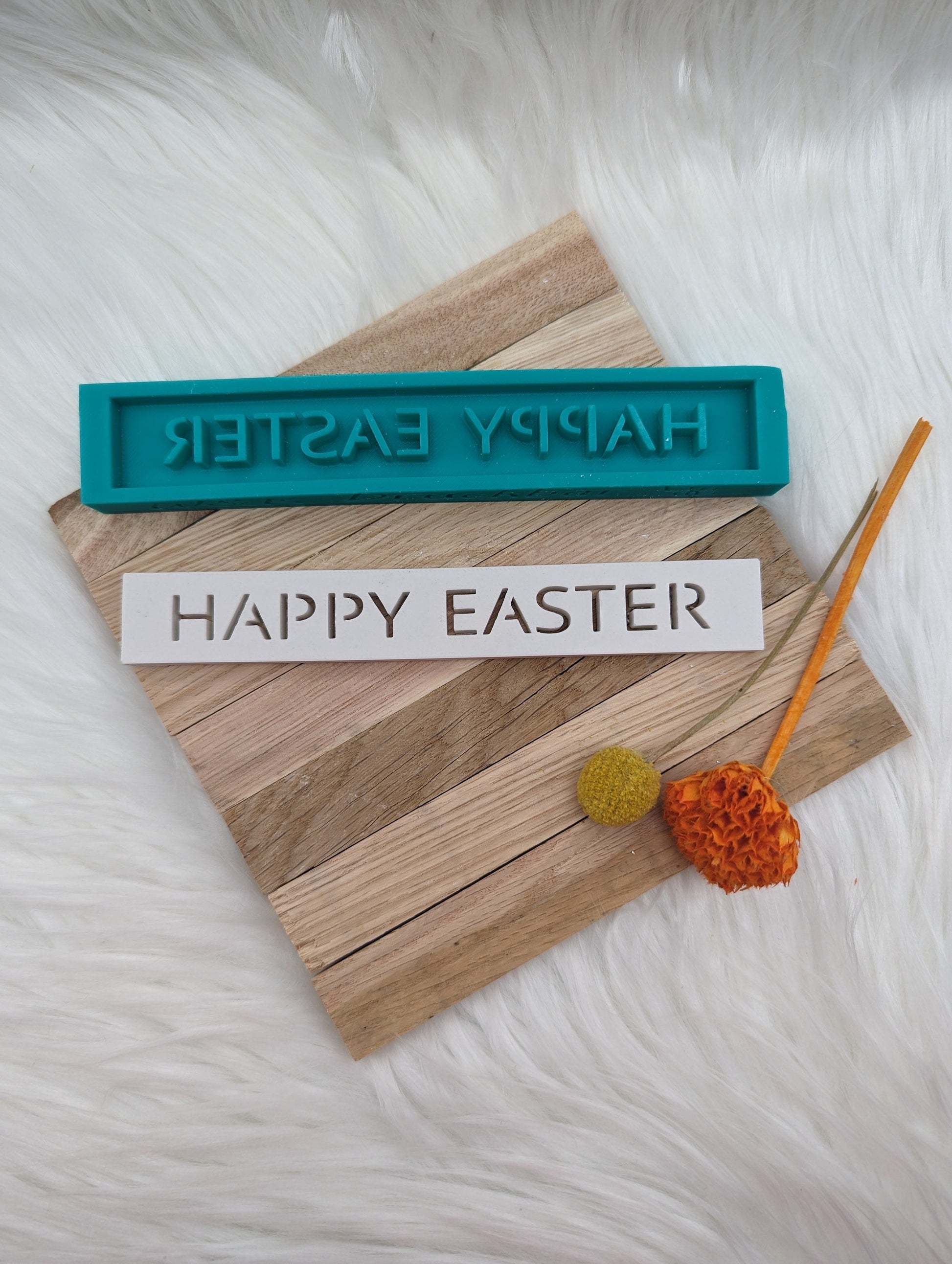 Klötzchen Gießform / HAPPY EASTER / Silikonform für Klötzchen / 160x22x8 mm / Silikon Klötzchen Gießform /Gießform Klötzchen