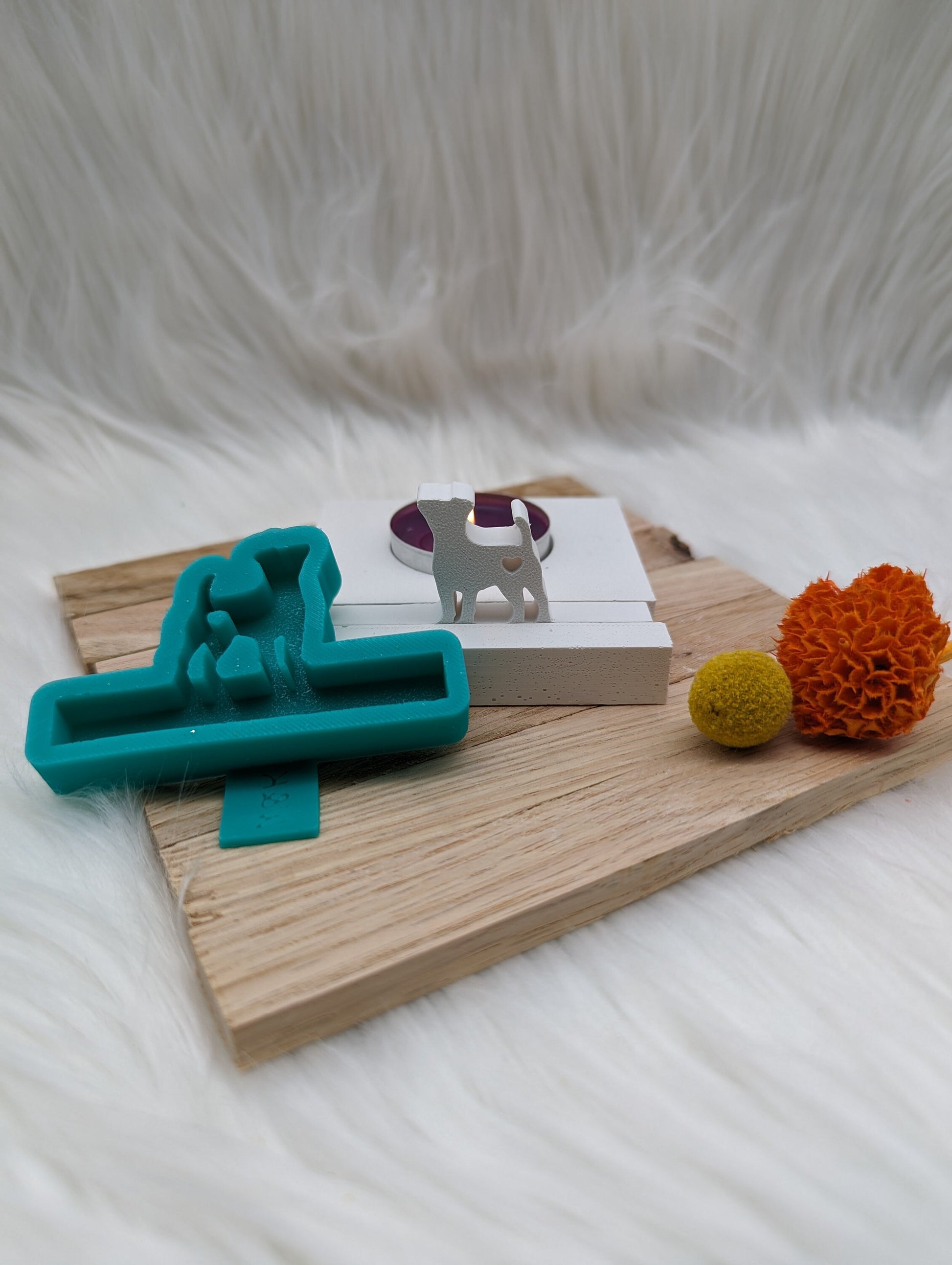Silikonform Set Hund und Katze für Einschieber / Hund / Katze / Bodenplatte Lichthaus / Teelichthalter / Einschieber / Silikonform