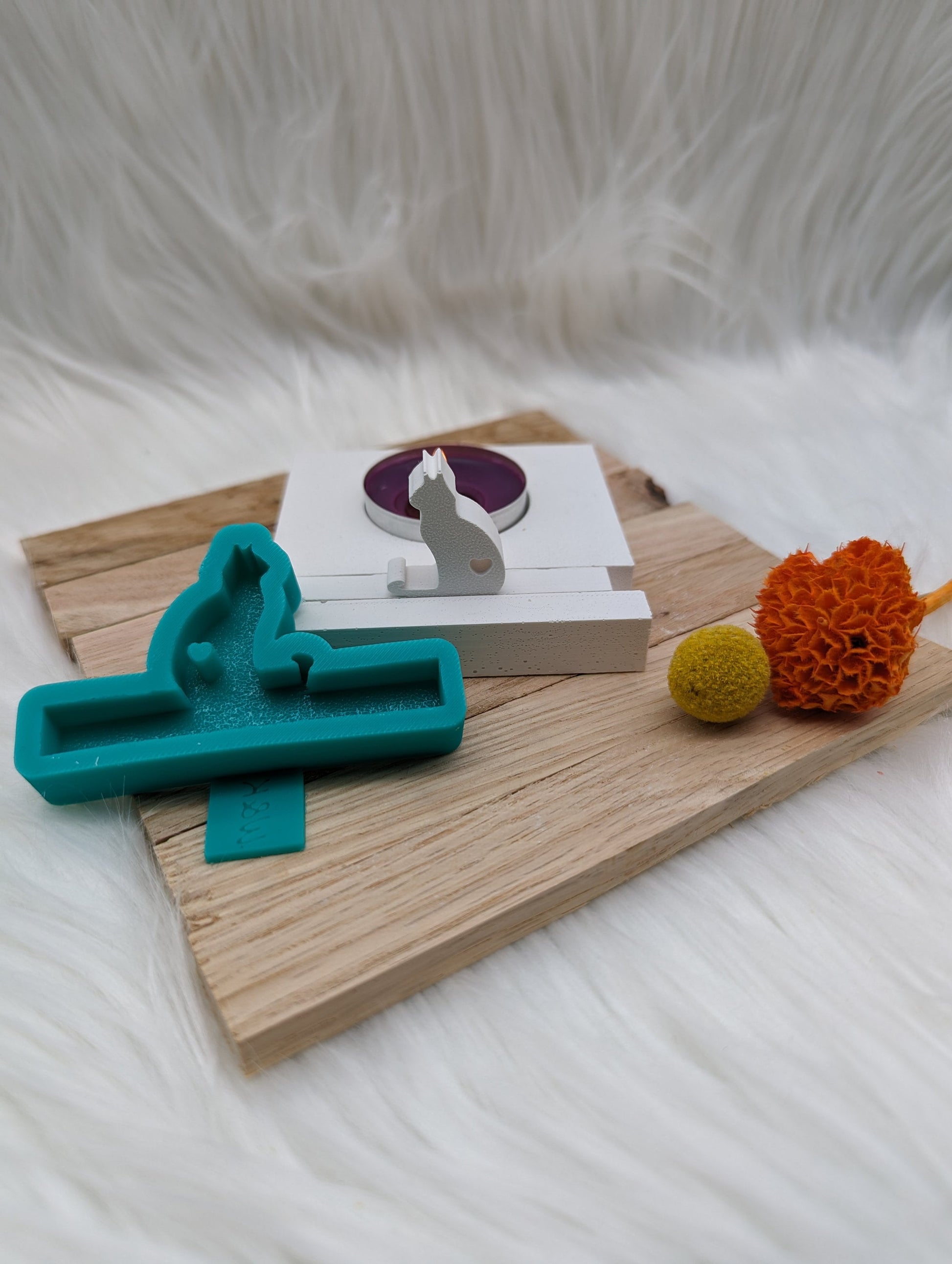 Silikonform Set Hund und Katze für Einschieber / Hund / Katze / Bodenplatte Lichthaus / Teelichthalter / Einschieber / Silikonform