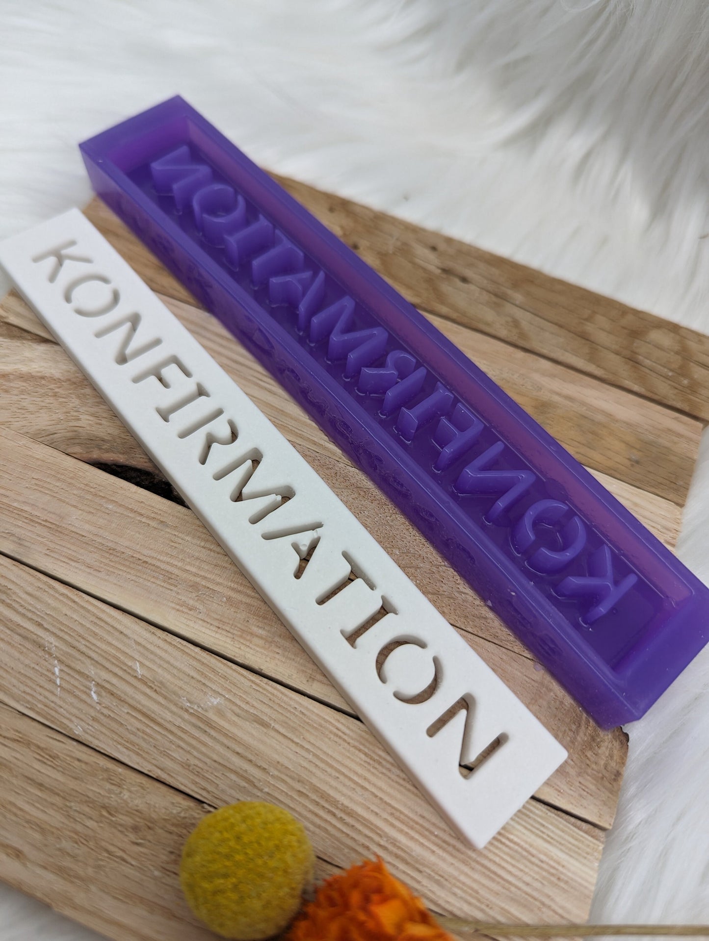 Klötzchen Gießform / KONFIRMATION / Silikonform für Klötzchen / 160x22x8 mm / Silikon Klötzchen Gießform /Gießform Klötzchen