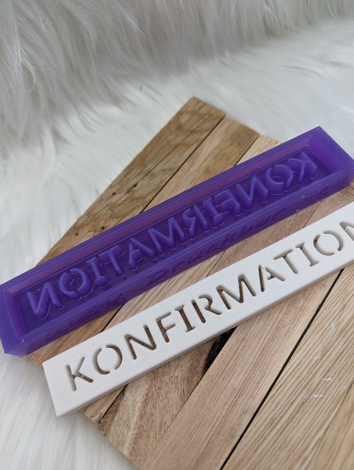 Klötzchen Gießform / KONFIRMATION / Silikonform für Klötzchen / 160x22x8 mm / Silikon Klötzchen Gießform /Gießform Klötzchen