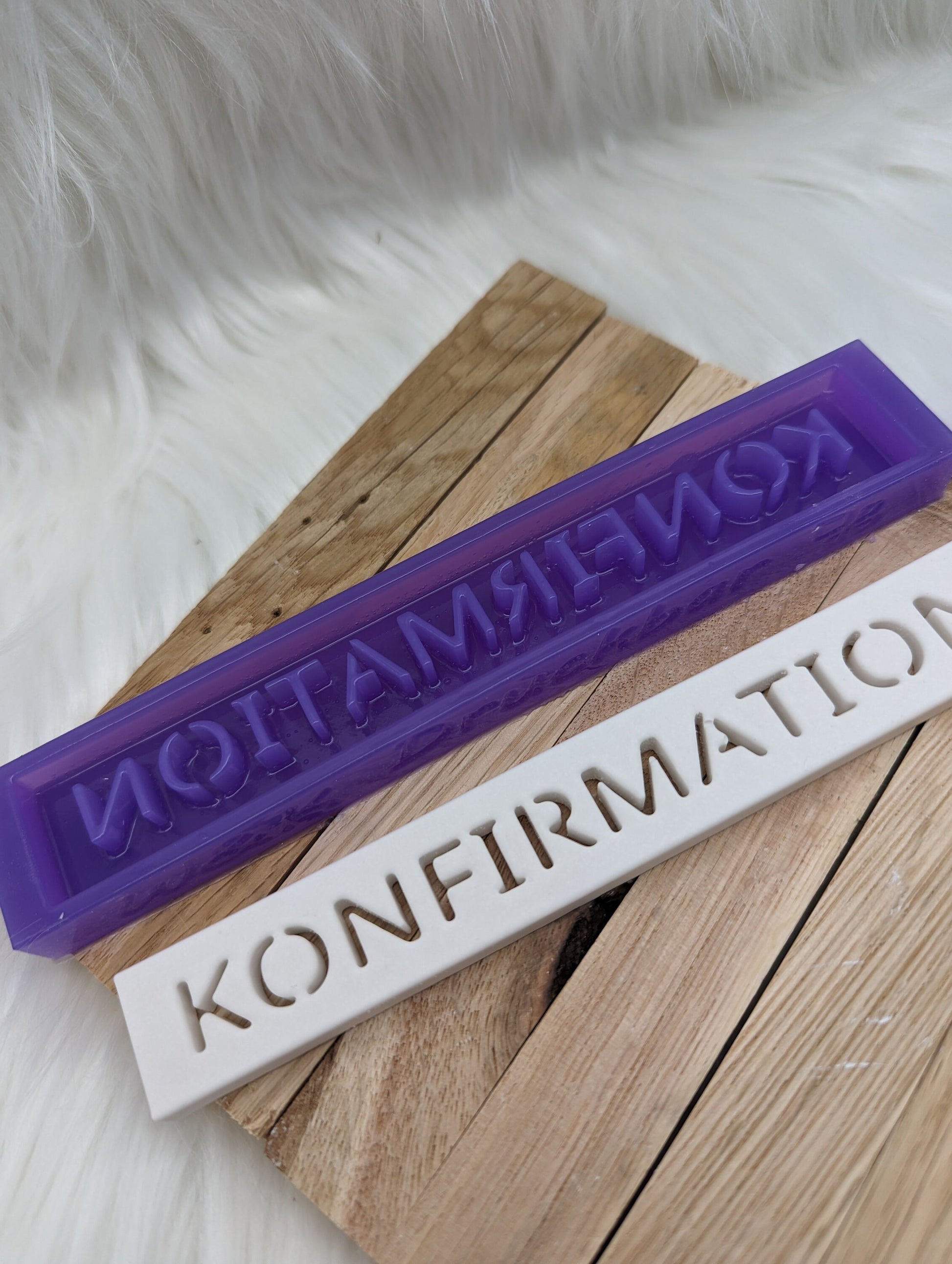 Klötzchen Gießform / KONFIRMATION / Silikonform für Klötzchen / 160x22x8 mm / Silikon Klötzchen Gießform /Gießform Klötzchen