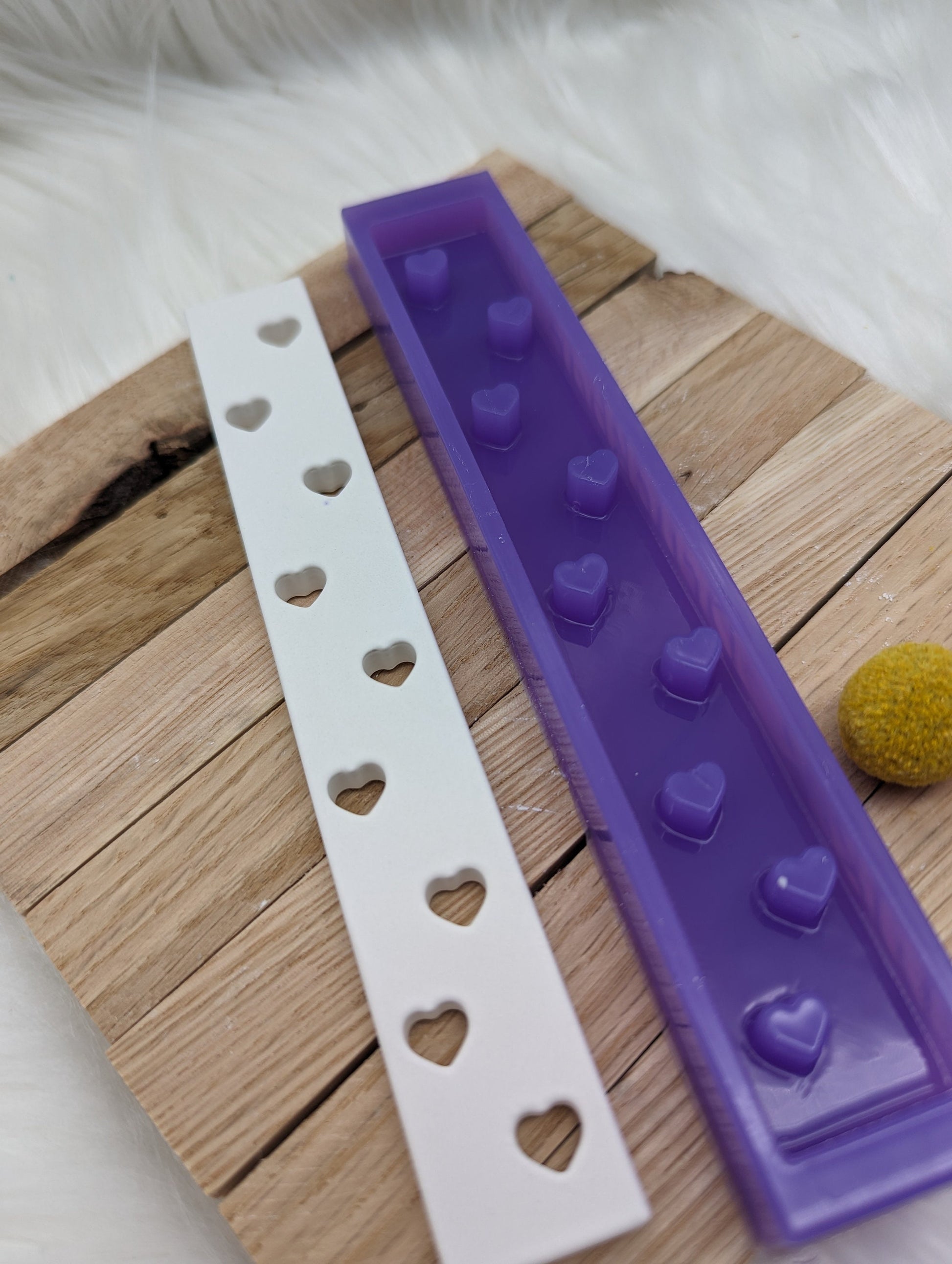 Klötzchen Gießform / Herzchen Hochkant / Silikonform für Klötzchen / 160x22x8 mm / Silikon Klötzchen Gießform /Gießform Klötzchen