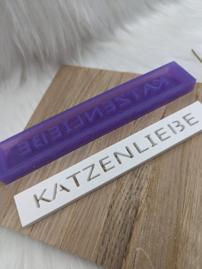 Klötzchen Gießform / KATZENLIEBE / Silikonform für Klötzchen / 160x22x8 mm / Silikon Klötzchen Gießform / Gießform Klötzchen