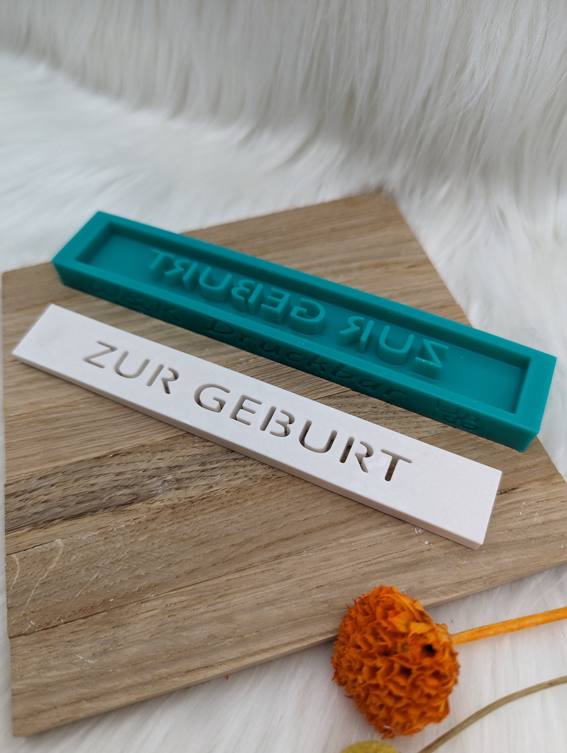 Klötzchen Gießform / ZUR GEBURT / Silikonform für Klötzchen / 160x22x8 mm /Silikon Klötzchen Gießform/Gießform Klötzchen