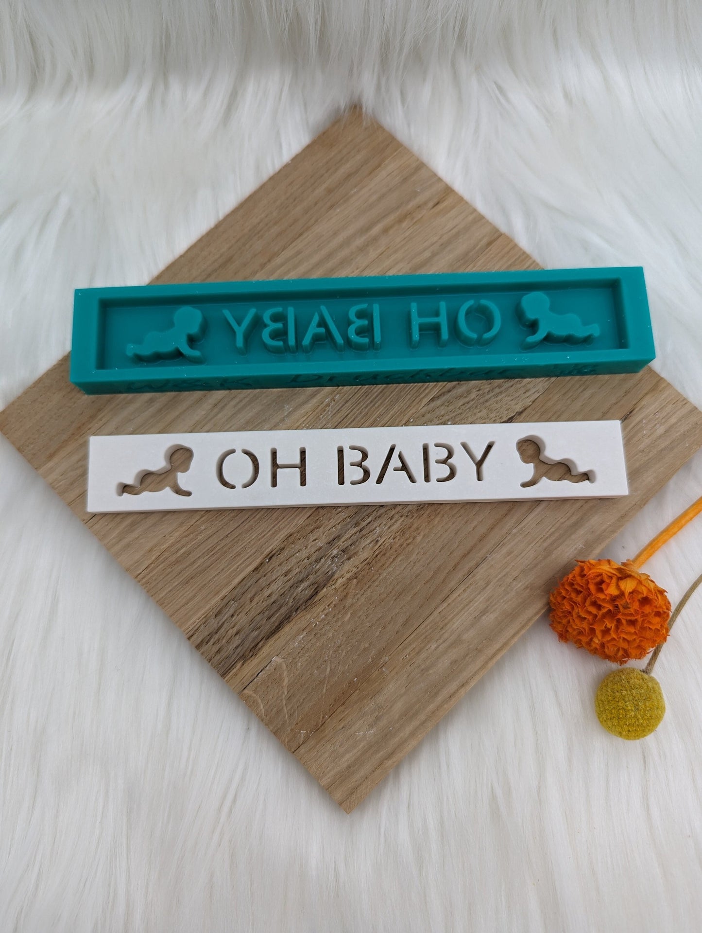 Klötzchen Gießform / OH BABY / Silikonform für Klötzchen / 160x22x8 mm /Silikon Klötzchen Gießform/Gießform Klötzchen
