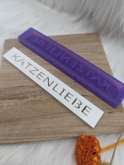Klötzchen Gießform / KATZENLIEBE / Silikonform für Klötzchen / 160x22x8 mm / Silikon Klötzchen Gießform / Gießform Klötzchen