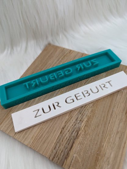 Klötzchen Gießform / ZUR GEBURT / Silikonform für Klötzchen / 160x22x8 mm /Silikon Klötzchen Gießform/Gießform Klötzchen
