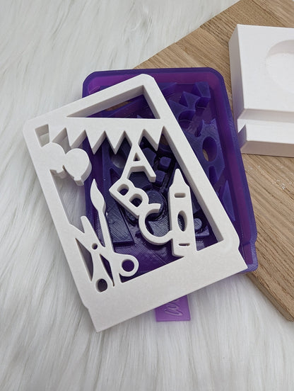 Silikonform Einschulung Rechteck für Einschieber / Einschulung / Teelichthalter / Einschieber / Raysin / Silikonform