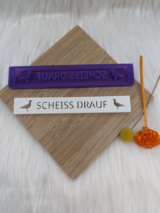 Klötzchen Gießform / Scheiss drauf / Möwen / Silikonform für Klötzchen / 160x22x8 mm / Silikon Klötzchen Gießform / Gießform Klötzchen