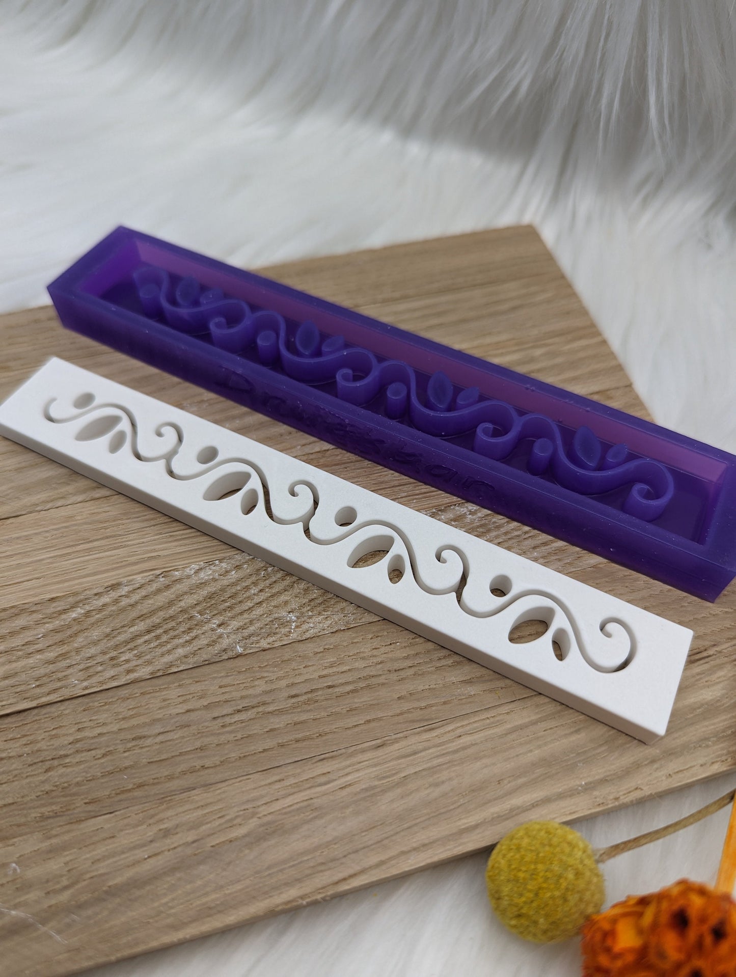 Klötzchen Gießform / Geschnörksel V1 / Silikonform für Klötzchen / 160x22x8 mm / Silikon Klötzchen Gießform / Gießform Klötzchen