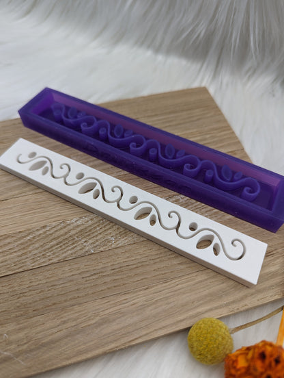 Klötzchen Gießform / Geschnörksel V1 / Silikonform für Klötzchen / 160x22x8 mm / Silikon Klötzchen Gießform / Gießform Klötzchen