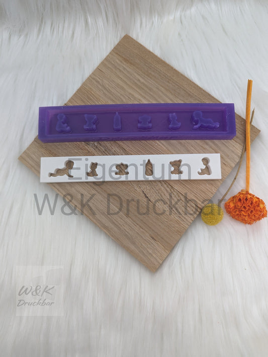 Klötzchen Gießform / Babys / Silikonform für Klötzchen / 160x22x8 mm /Silikon Klötzchen Gießform/Gießform Klötzchen
