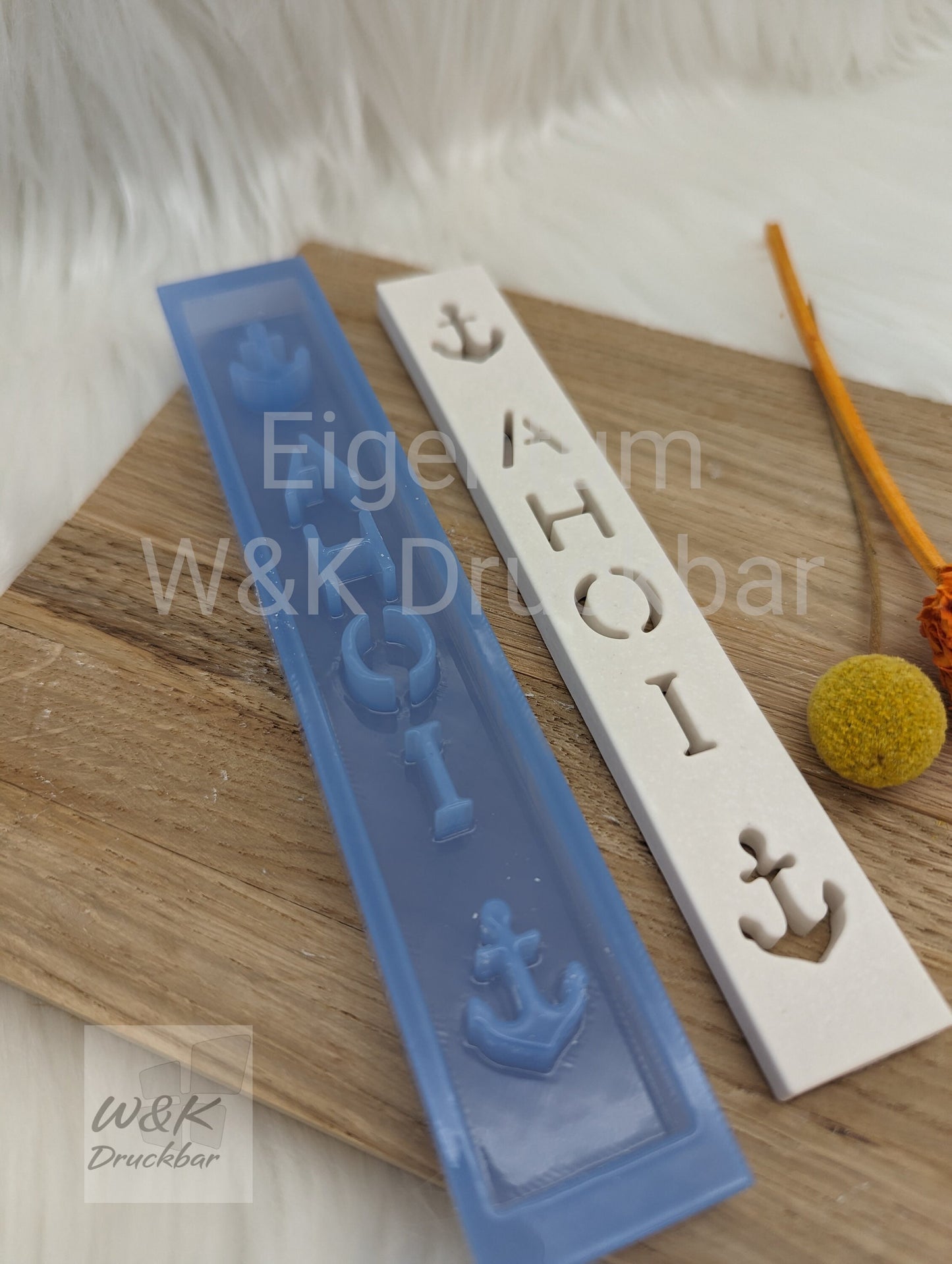 Klötzchen Gießform / AHOI Anker Hochkant / Silikonform für Klötzchen / 160x22x8 mm / Silikon Klötzchen Gießform /Gießform Klötzchen
