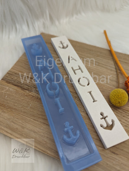 Klötzchen Gießform / AHOI Anker Hochkant / Silikonform für Klötzchen / 160x22x8 mm / Silikon Klötzchen Gießform /Gießform Klötzchen