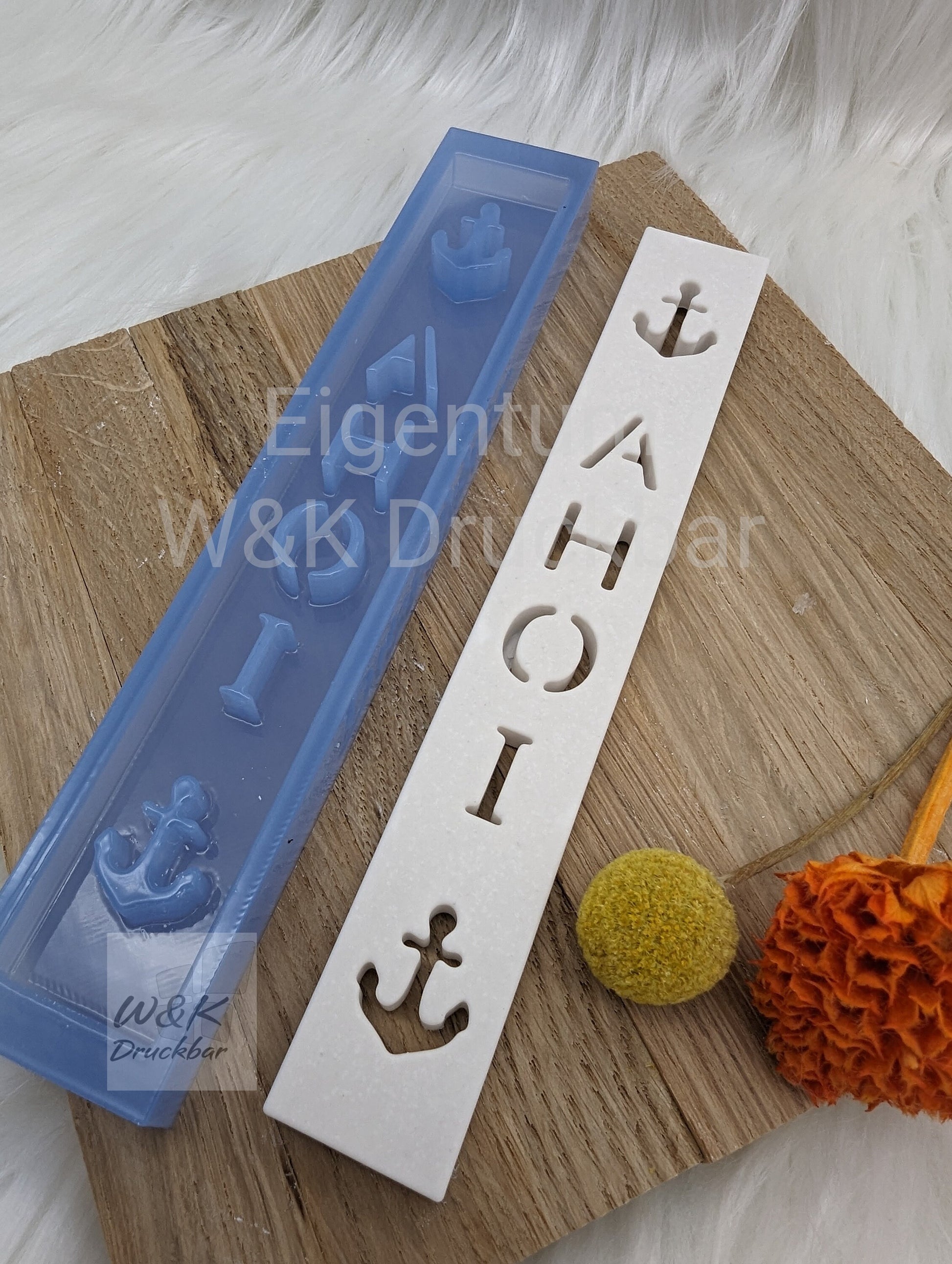 Klötzchen Gießform / AHOI Anker Hochkant / Silikonform für Klötzchen / 160x22x8 mm / Silikon Klötzchen Gießform /Gießform Klötzchen