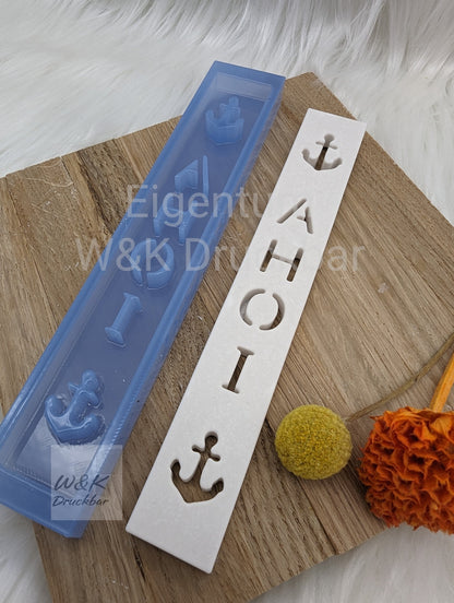 Klötzchen Gießform / AHOI Anker Hochkant / Silikonform für Klötzchen / 160x22x8 mm / Silikon Klötzchen Gießform /Gießform Klötzchen