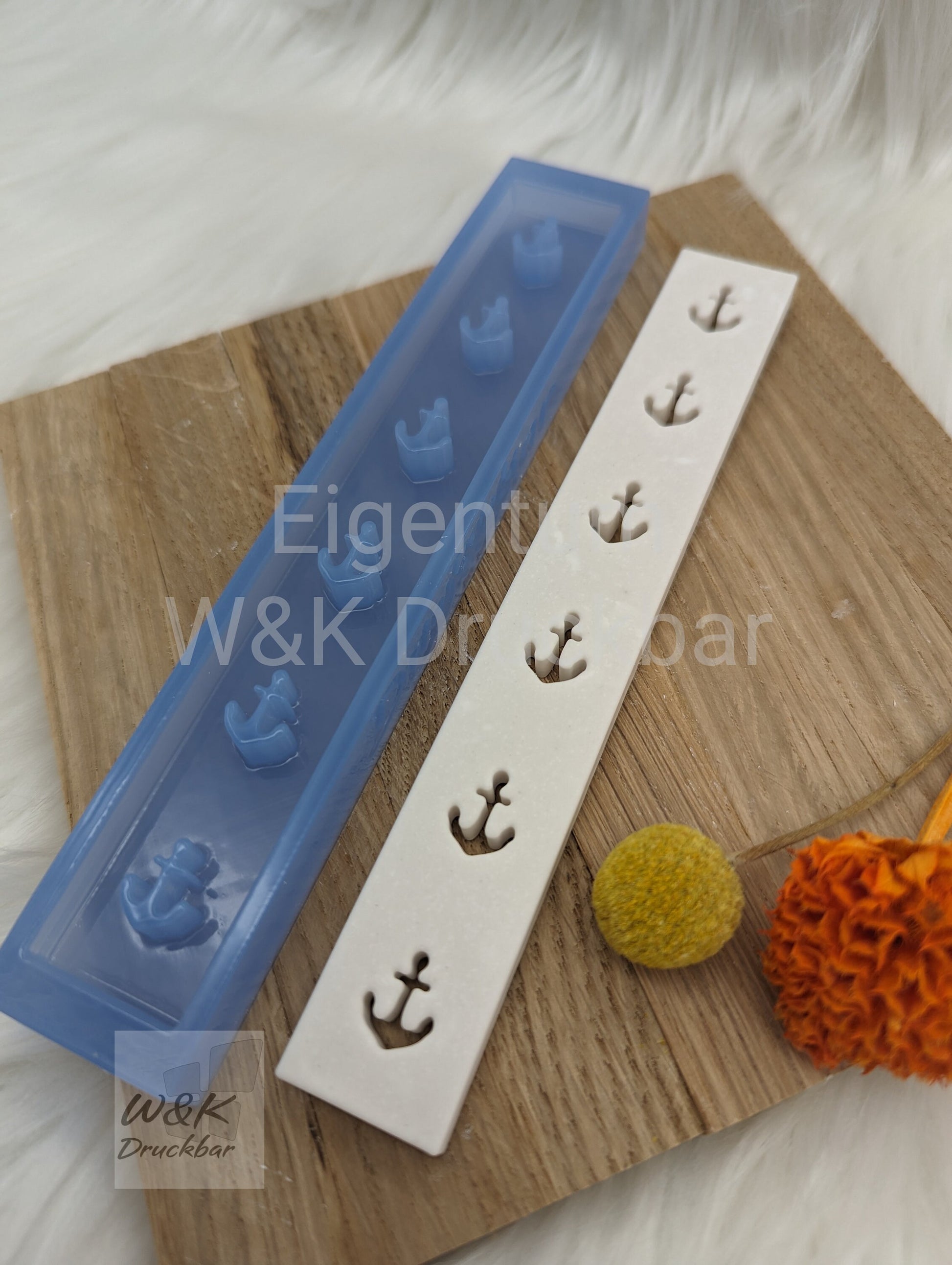 Klötzchen Gießform / Anker Hochkant / Silikonform für Klötzchen / 160x22x8 mm / Silikon Klötzchen Gießform /Gießform Klötzchen