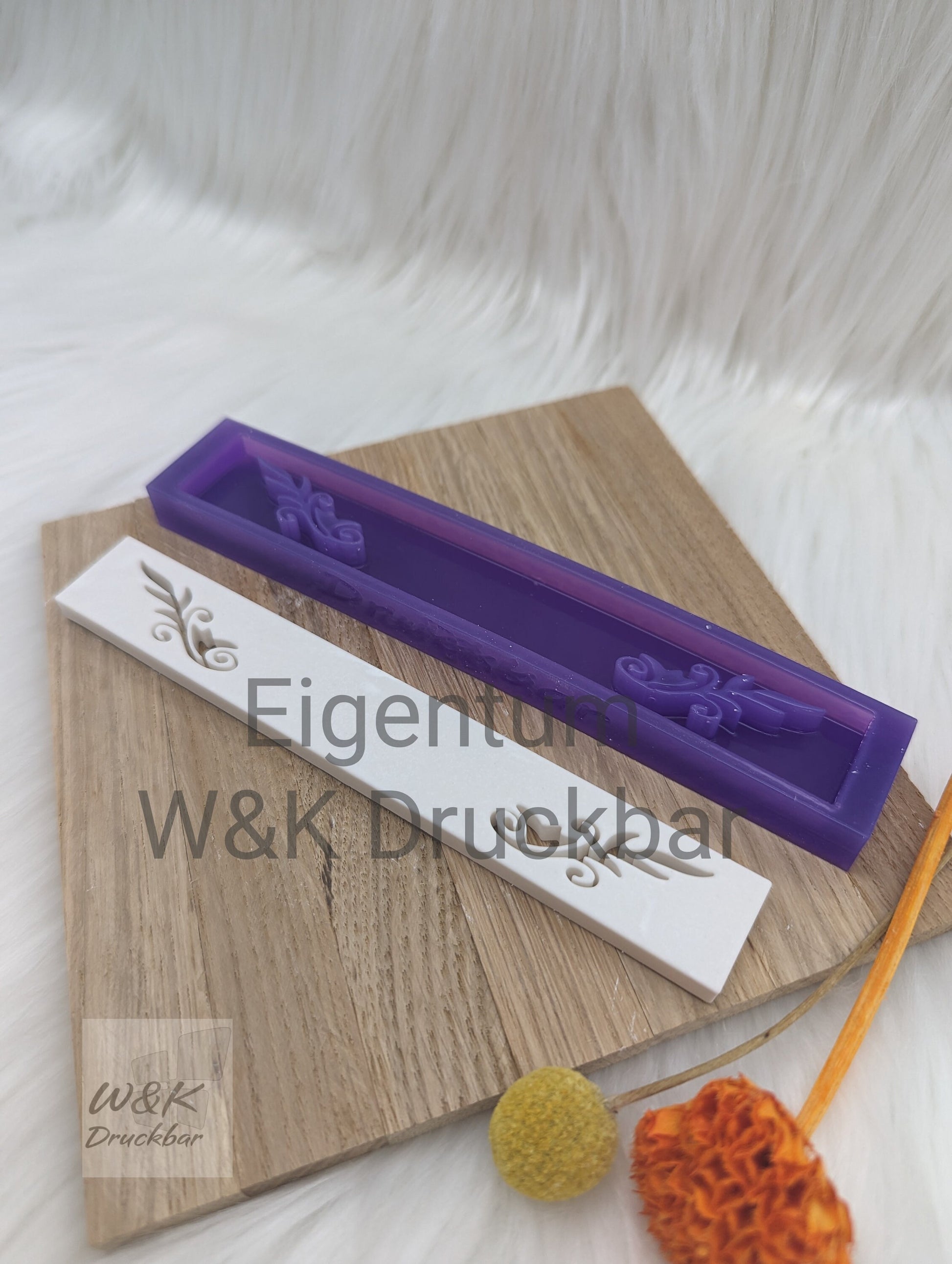 Klötzchen Gießform / Blumen V1 / Silikonform für Klötzchen / 160x22x8 mm / Silikon Klötzchen Gießform / Gießform Klötzchen