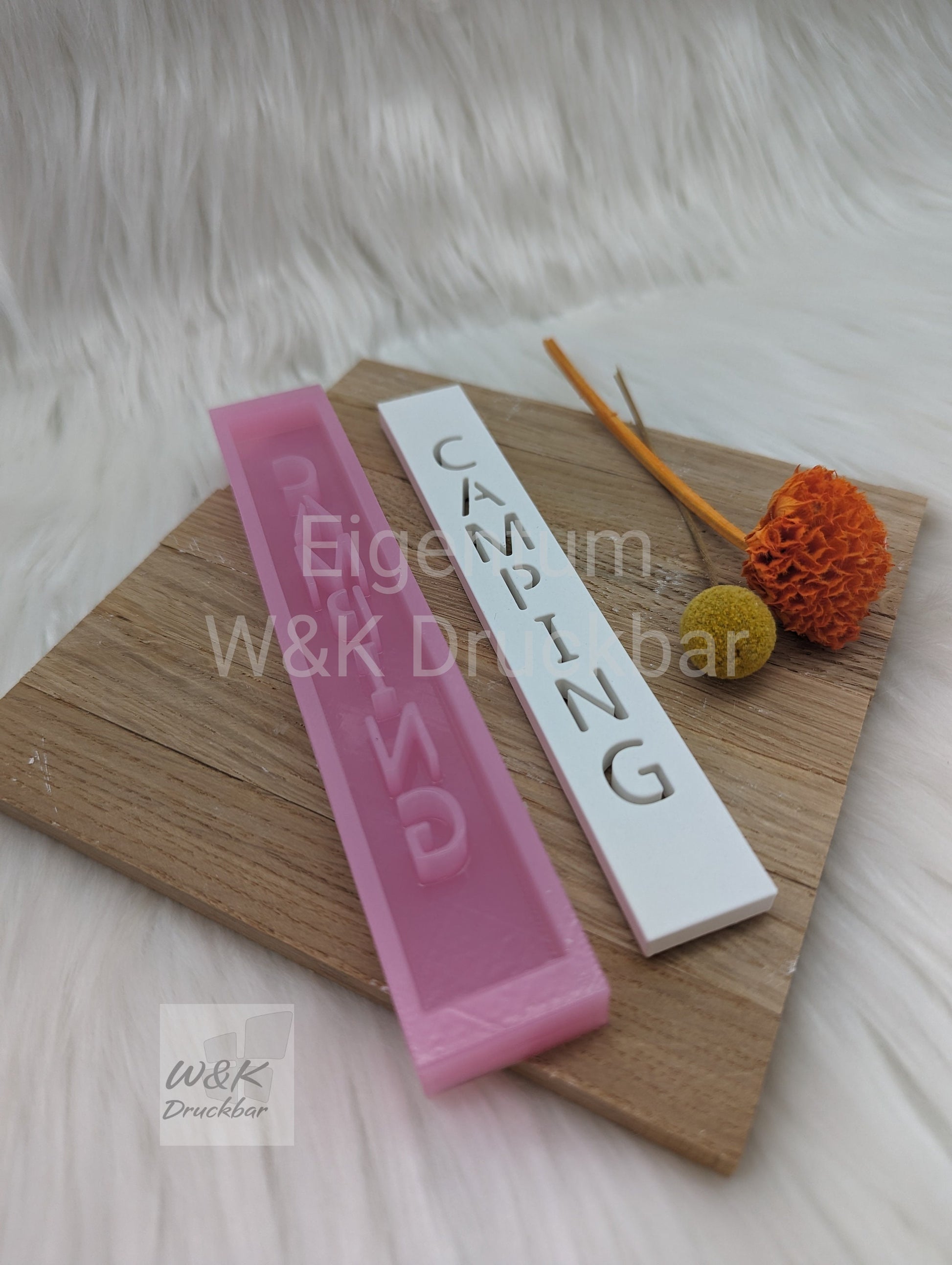 Klötzchen Gießform / CAMPING Hochkant / Silikonform für Klötzchen / 160x22x8 mm / Silikon Klötzchen Gießform /Gießform Klötzchen
