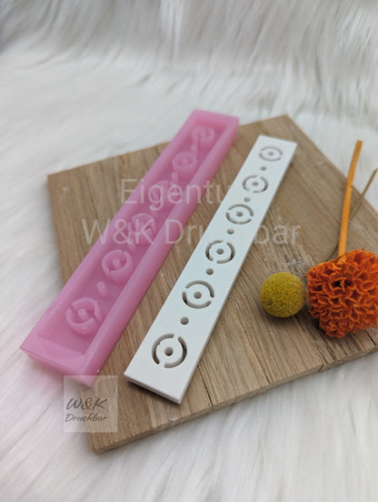 Klötzchen Gießform / Kreise mit Punkte / Silikonform für Klötzchen / 160x22x8 mm / Silikon Klötzchen Gießform /Gießform Klötzchen