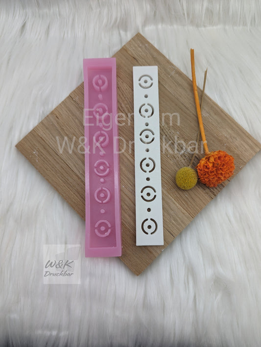 Klötzchen Gießform / Kreise mit Punkte / Silikonform für Klötzchen / 160x22x8 mm / Silikon Klötzchen Gießform /Gießform Klötzchen