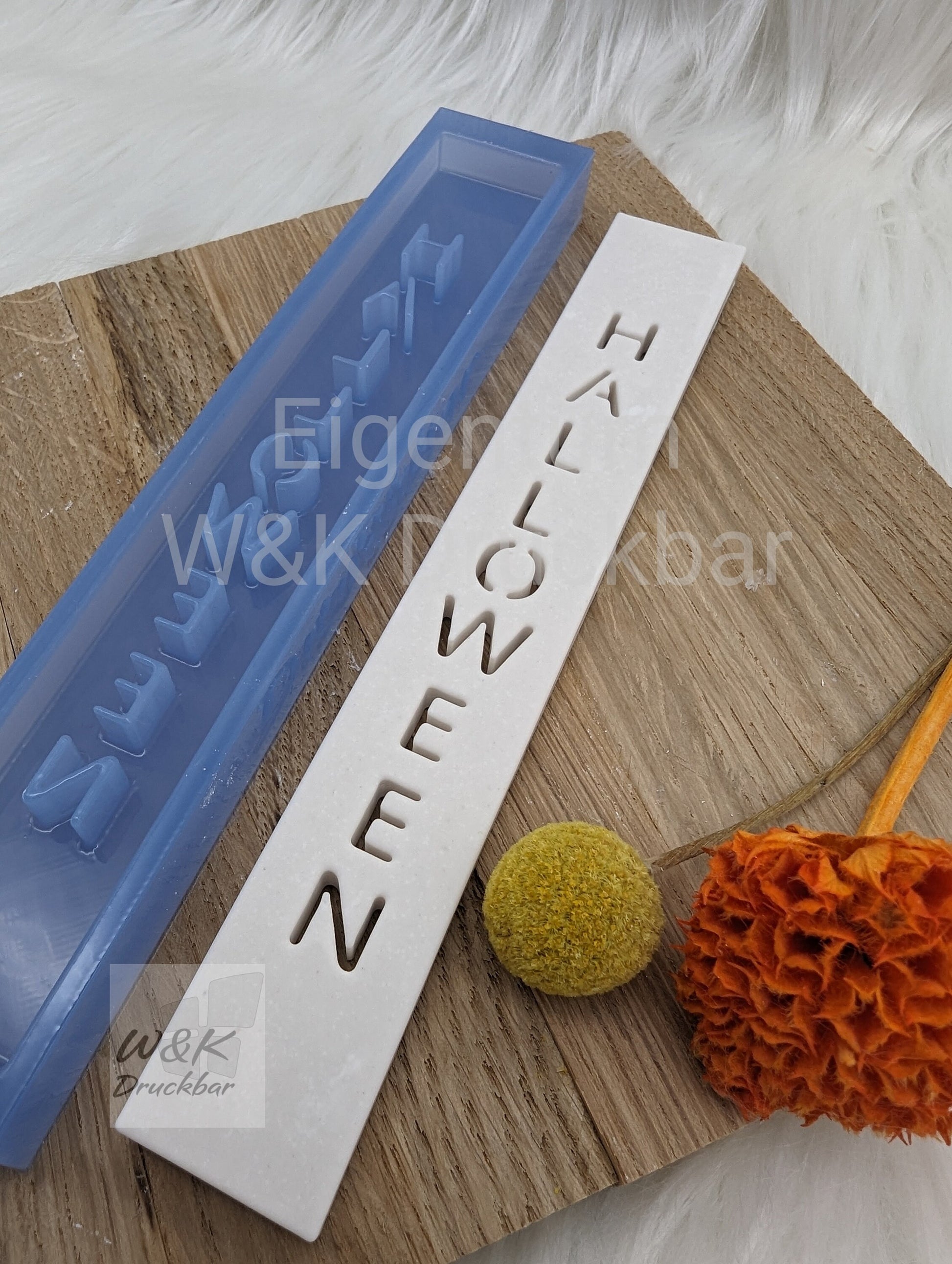 Klötzchen Gießform / HALLOWEEN Hochkant / Silikonform für Klötzchen / 160x22x8 mm / Silikon Klötzchen Gießform /Gießform Klötzchen