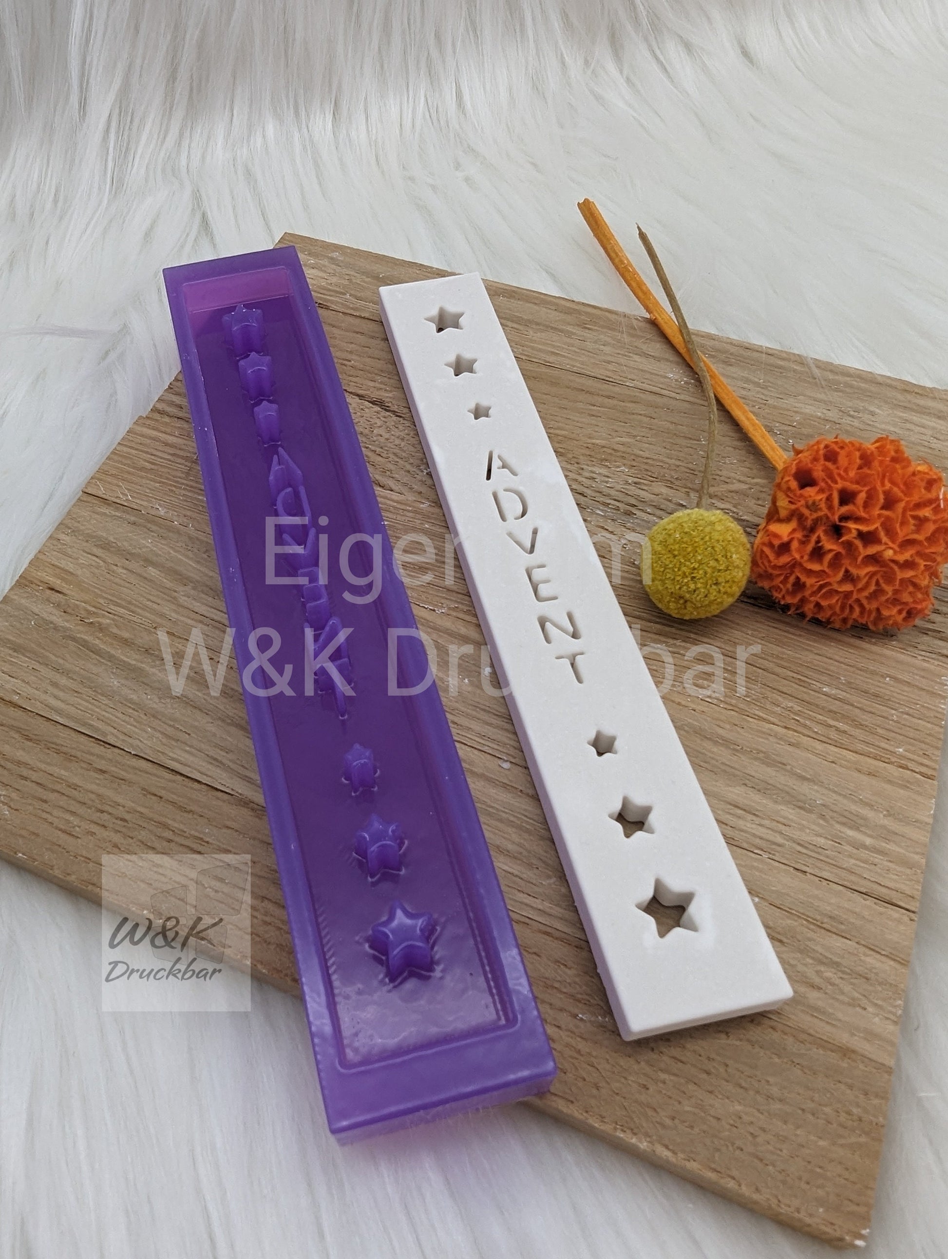 Klötzchen Gießform / ADVENT Hochkant / Silikonform für Klötzchen / 160x22x8 mm / Silikon Klötzchen Gießform /Gießform Klötzchen
