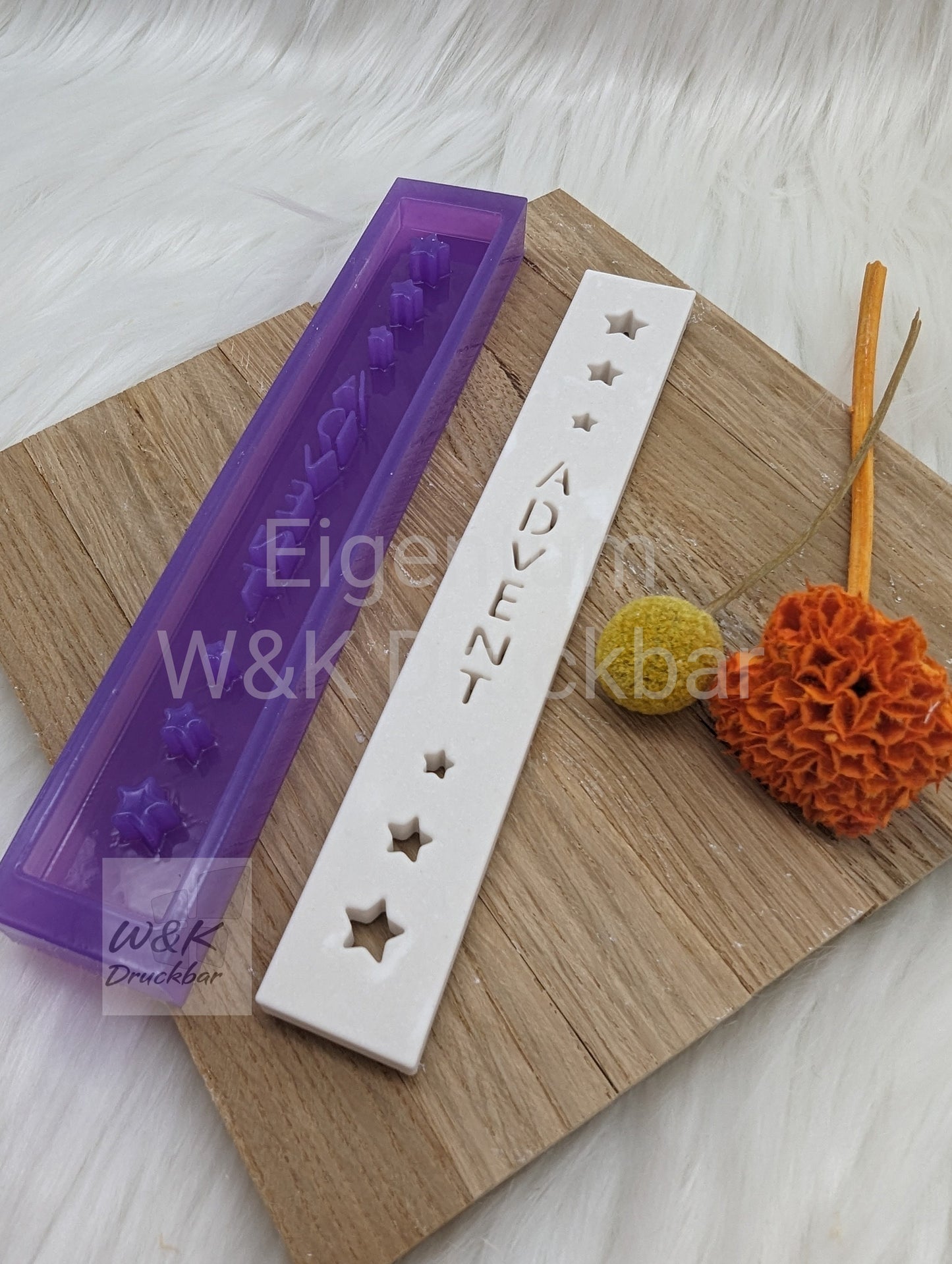 Klötzchen Gießform / ADVENT Hochkant / Silikonform für Klötzchen / 160x22x8 mm / Silikon Klötzchen Gießform /Gießform Klötzchen