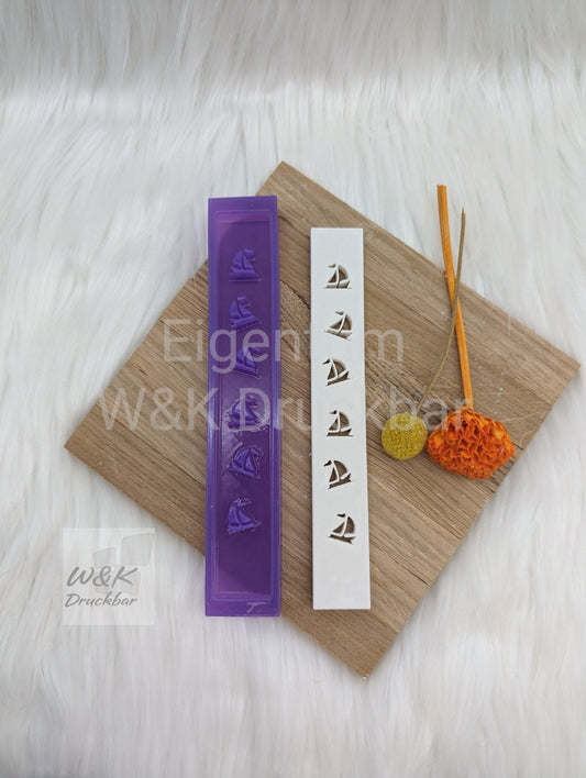 Klötzchen Gießform / Segelboote Hochkant / Silikonform für Klötzchen / 160x22x8 mm / Silikon Klötzchen Gießform /Gießform Klötzchen
