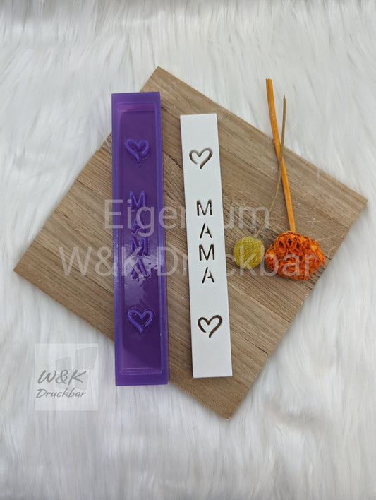 Klötzchen Gießform / MAMA Hochkant / Silikonform für Klötzchen / 160x22x8 mm / Silikon Klötzchen Gießform /Gießform Klötzchen
