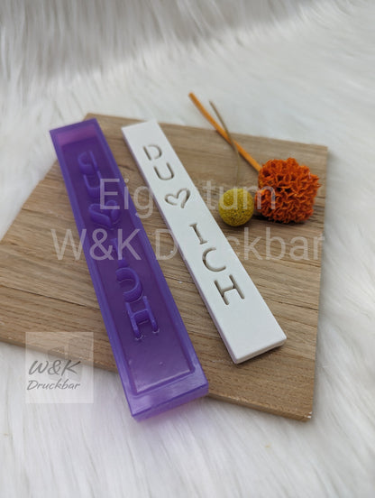 Klötzchen Gießform / DU Herz ICH Hochkant / Silikonform für Klötzchen / 160x22x8 mm / Silikon Klötzchen Gießform /Gießform Klötzchen