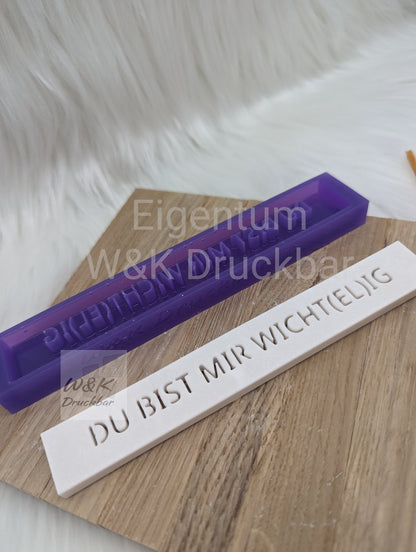Klötzchen Gießform / Du bist mir wicht(el)ig / Silikonform für Klötzchen/160x22x8 mm/Silikon Klötzchen Gießform Herz Motiv