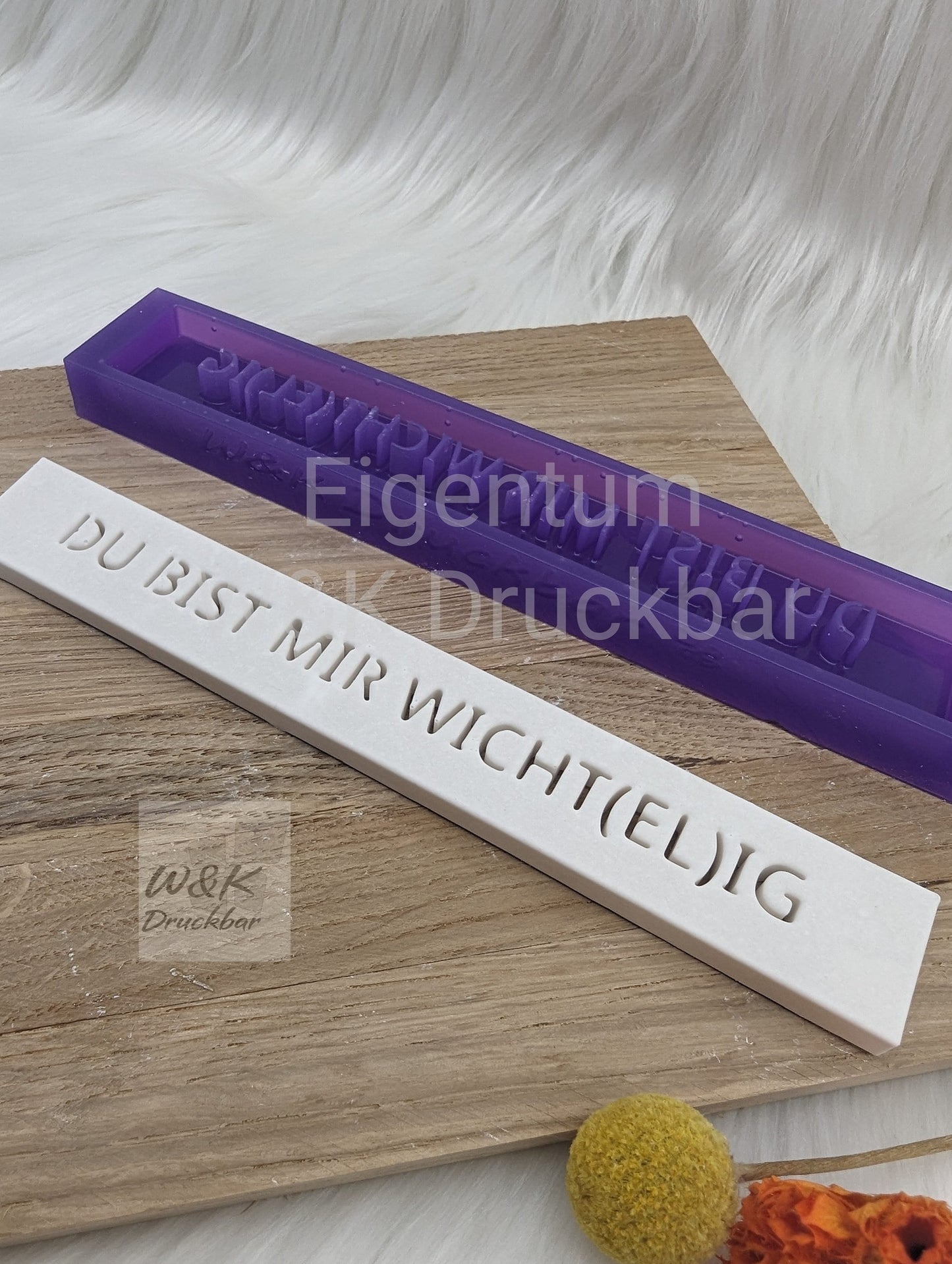Klötzchen Gießform / Du bist mir wicht(el)ig / Silikonform für Klötzchen/160x22x8 mm/Silikon Klötzchen Gießform Herz Motiv