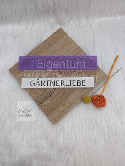 Klötzchen Gießform / GÄRTNERLIEBE / Silikonform für Klötzchen/160x22x8 mm/Silikon Klötzchen Gießform Herz Motiv