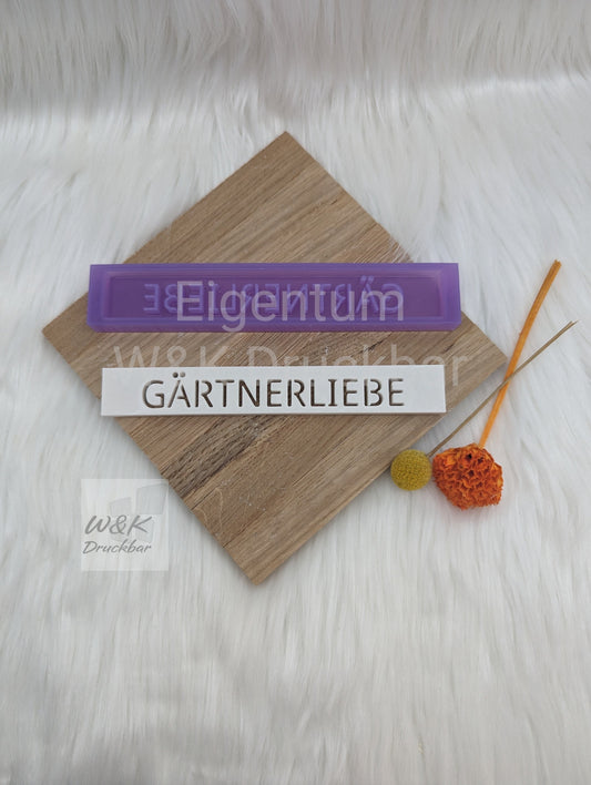 Klötzchen Gießform / GÄRTNERLIEBE / Silikonform für Klötzchen/160x22x8 mm/Silikon Klötzchen Gießform Herz Motiv