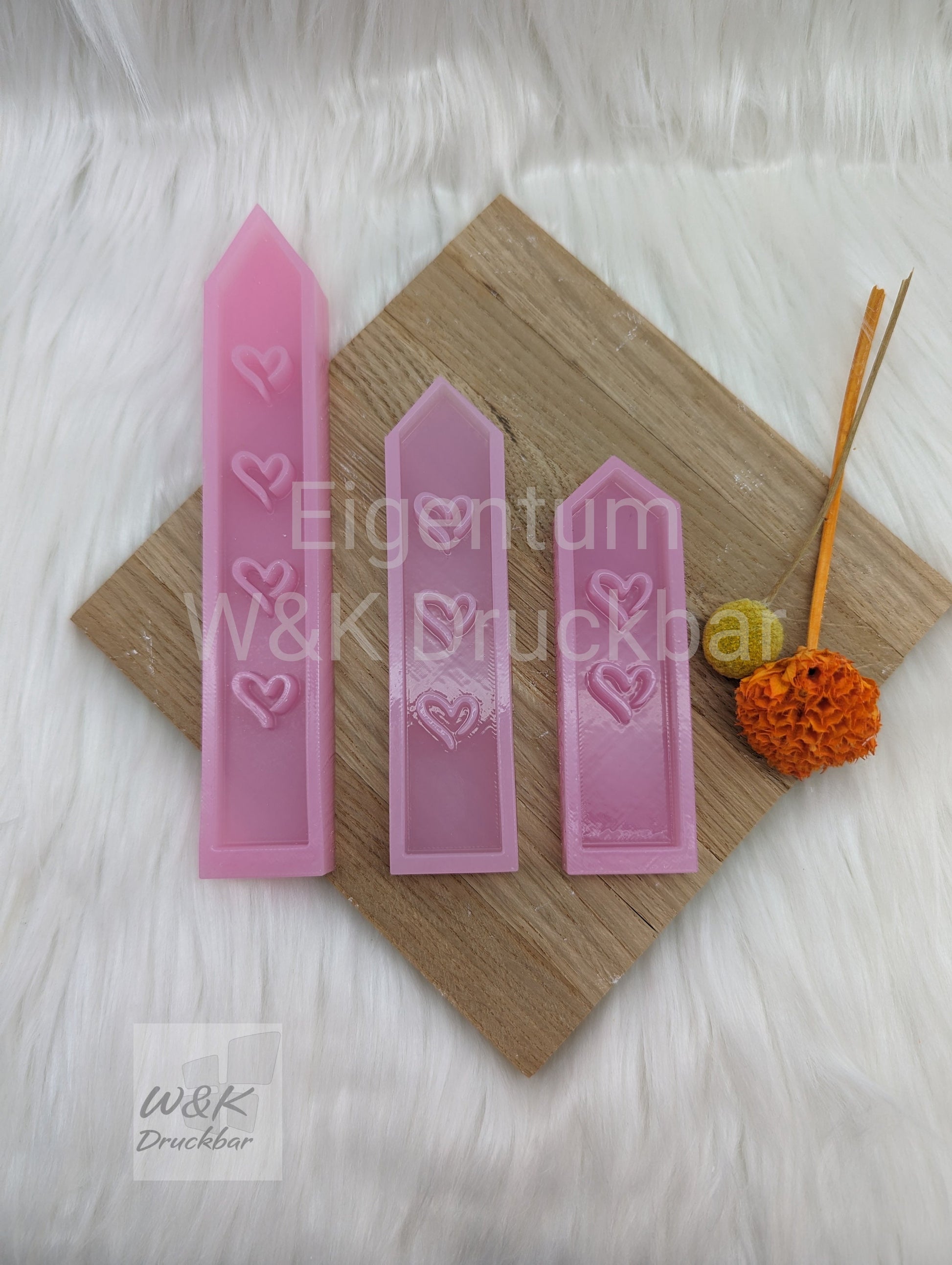 Klötzchenhäuscher Gießform / Herz Hochkant / Silikonform für Klötzchen / Silikon Klötzchen Gießform /Gießform Klötzchen