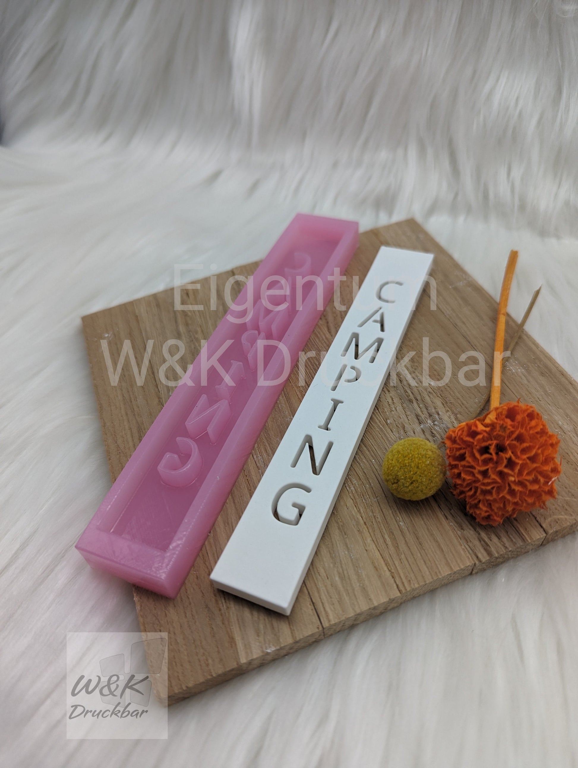 Klötzchen Gießform / CAMPING Hochkant / Silikonform für Klötzchen / 160x22x8 mm / Silikon Klötzchen Gießform /Gießform Klötzchen