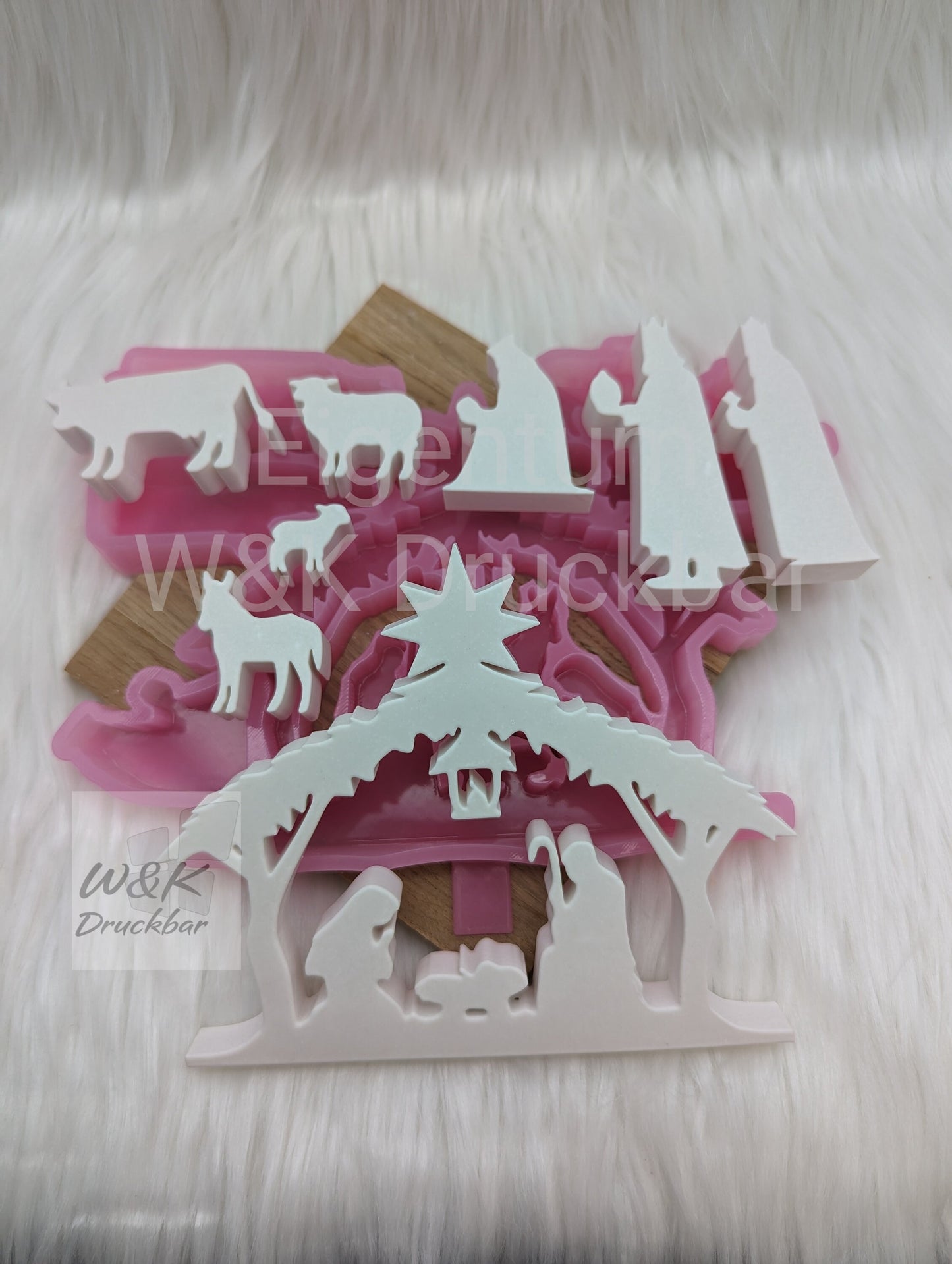 Silikonform Weihnachtskrippe 8 tlg. V1 / Teelichthalter / Krippenspiel / Krippe / Weihnachtsdeko / Raysin / Silikonform