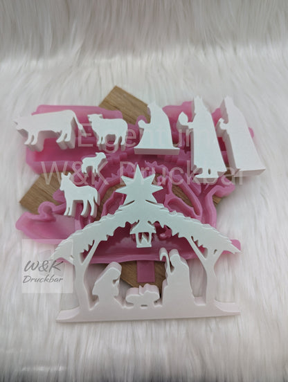 Silikonform Weihnachtskrippe 8 tlg. V1 / Teelichthalter / Krippenspiel / Krippe / Weihnachtsdeko / Raysin / Silikonform