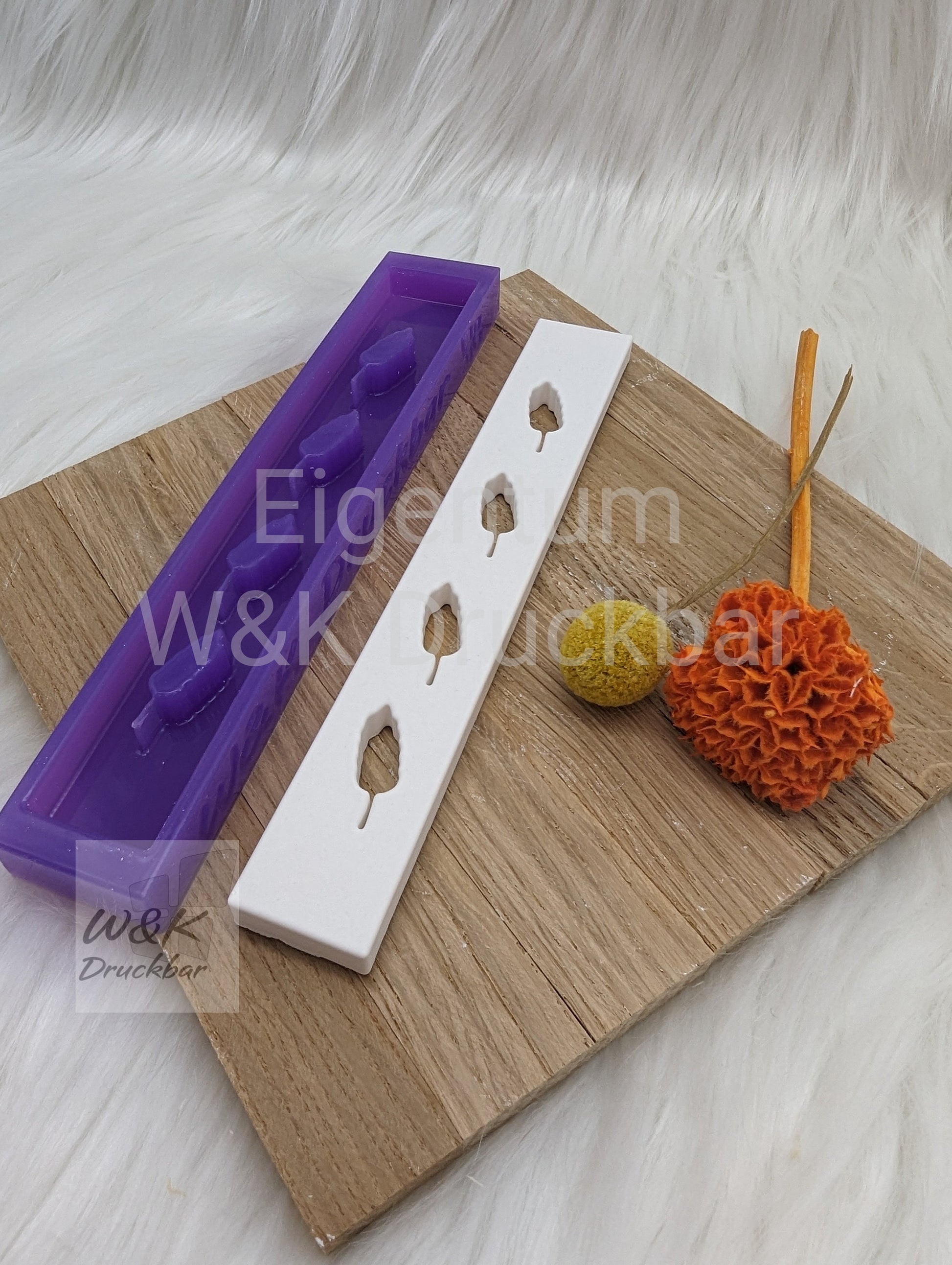 Klötzchen Gießform / Blätter Hochkant / Silikonform für Klötzchen / 160x22x8 mm / Silikon Klötzchen Gießform /Gießform Klötzchen