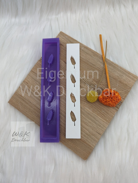 Klötzchen Gießform / Blätter Hochkant / Silikonform für Klötzchen / 160x22x8 mm / Silikon Klötzchen Gießform /Gießform Klötzchen