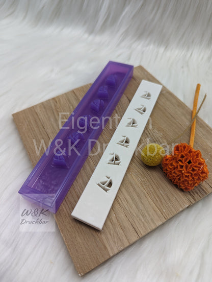 Klötzchen Gießform / Segelboote Hochkant / Silikonform für Klötzchen / 160x22x8 mm / Silikon Klötzchen Gießform /Gießform Klötzchen