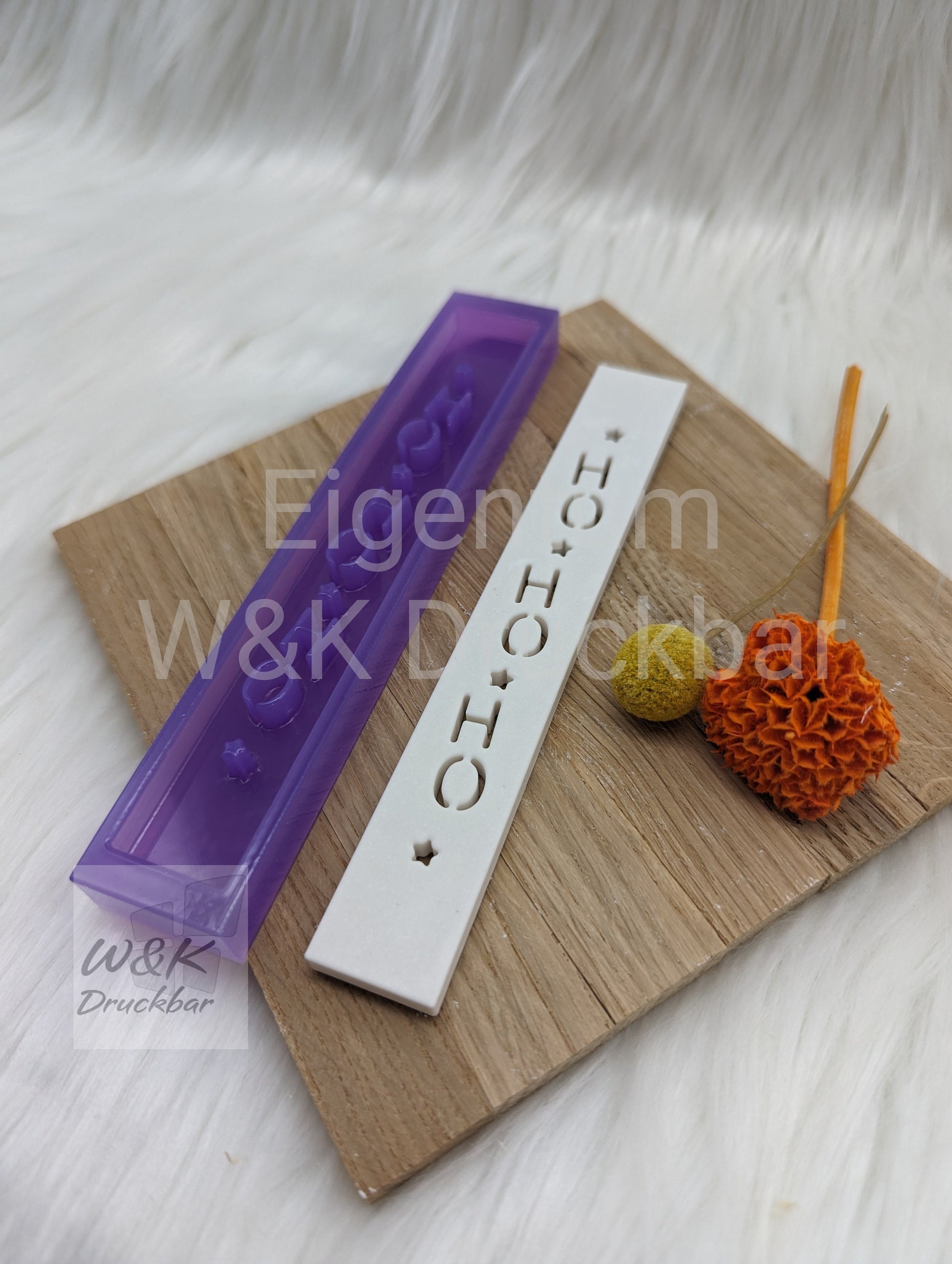 Klötzchen Gießform / HO HO HO Hochkant / Silikonform für Klötzchen / 160x22x8 mm / Silikon Klötzchen Gießform /Gießform Klötzchen