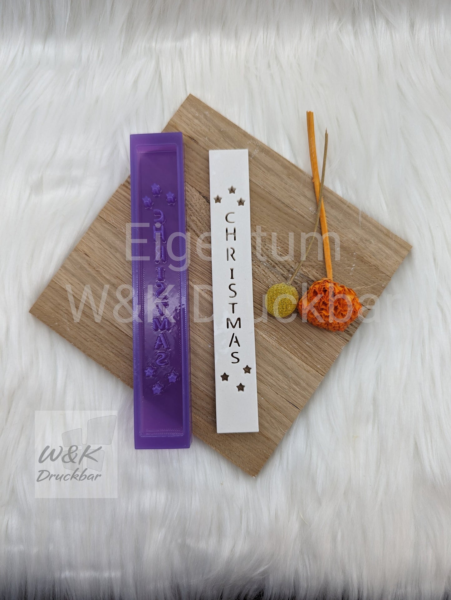Klötzchen Gießform / CHRISTMAS Hochkant / Silikonform für Klötzchen / 160x22x8 mm / Silikon Klötzchen Gießform /Gießform Klötzchen