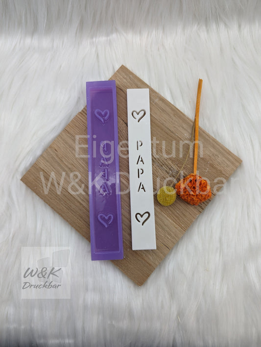 Klötzchen Gießform / PAPA Hochkant / Silikonform für Klötzchen / 160x22x8 mm / Silikon Klötzchen Gießform /Gießform Klötzchen