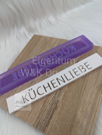 Klötzchen Gießform / KÜCHENLIEBE / Silikonform für Klötzchen/160x22x8 mm/Silikon Klötzchen Gießform Herz Motiv
