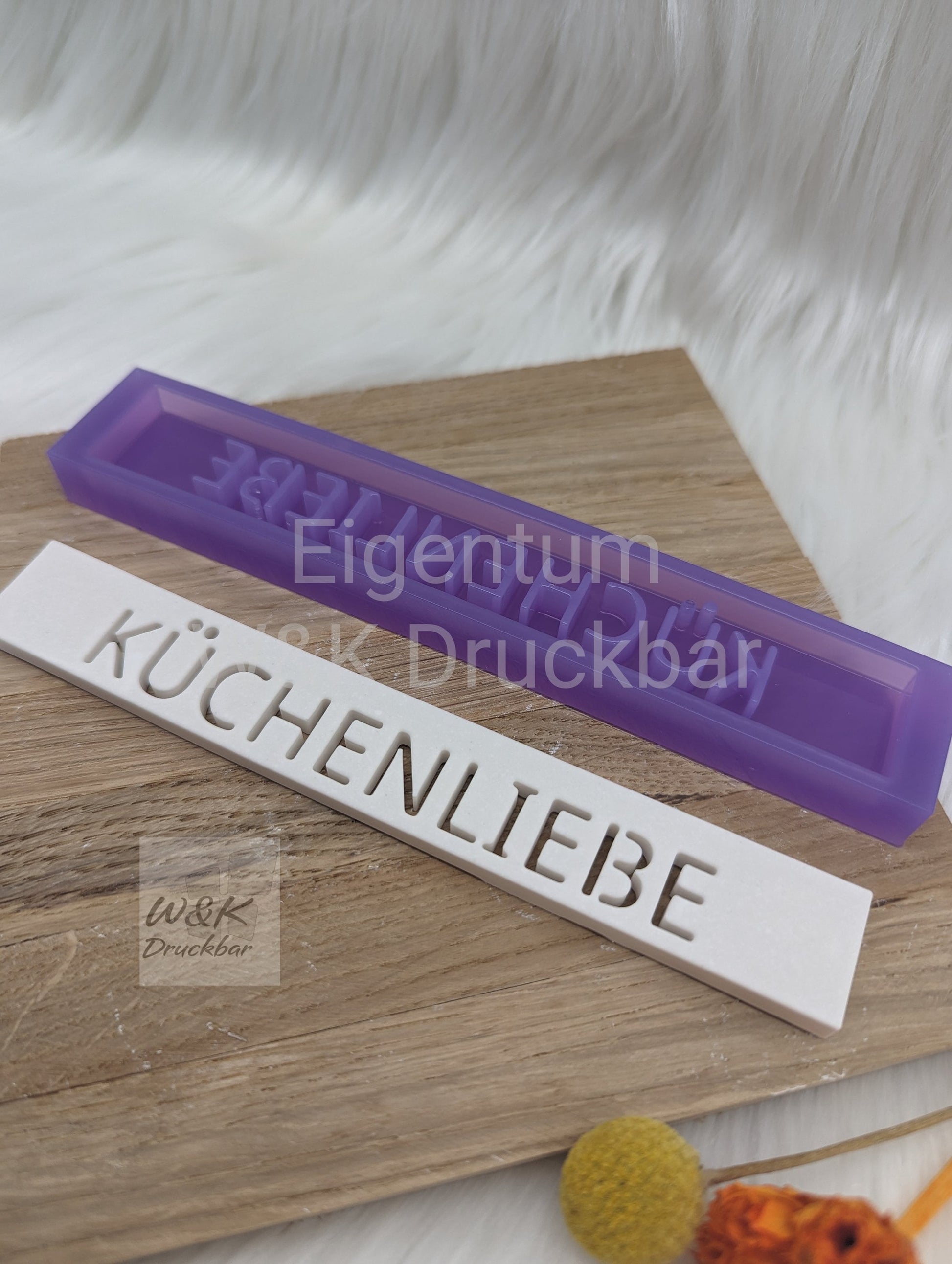 Klötzchen Gießform / KÜCHENLIEBE / Silikonform für Klötzchen/160x22x8 mm/Silikon Klötzchen Gießform Herz Motiv