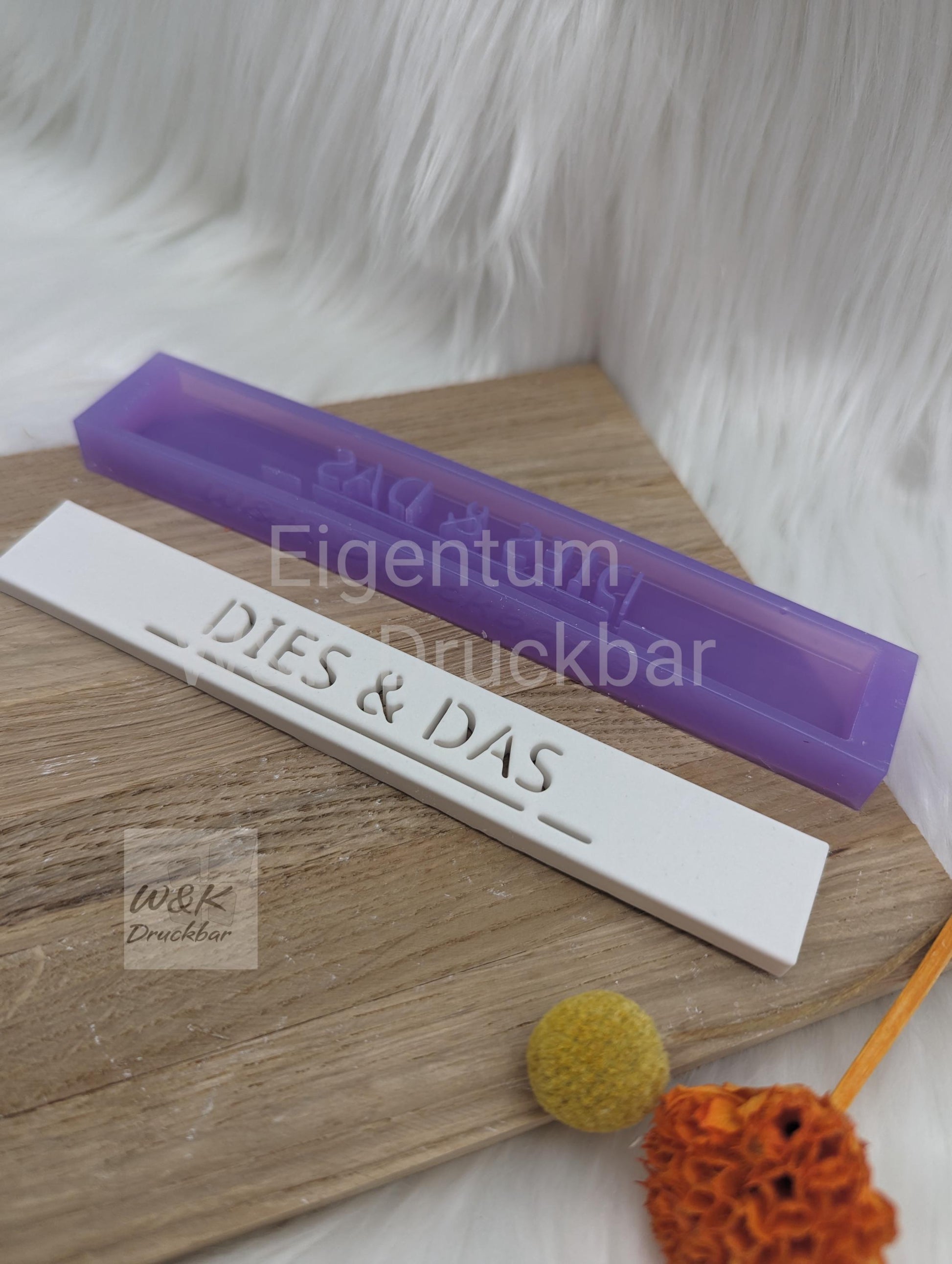 Klötzchen Gießform / DIES & DAS / Silikonform für Klötzchen/160x22x8 mm/Silikon Klötzchen Gießform Herz Motiv