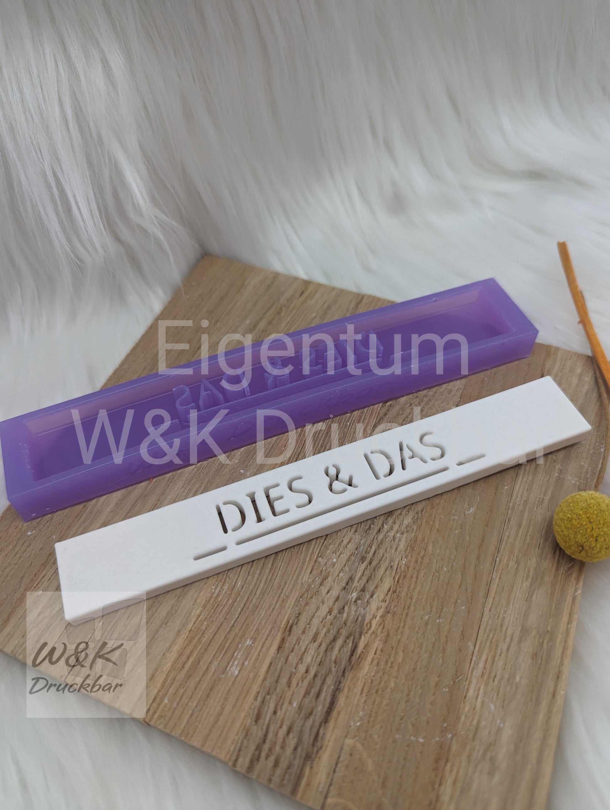 Klötzchen Gießform / DIES & DAS / Silikonform für Klötzchen/160x22x8 mm/Silikon Klötzchen Gießform Herz Motiv